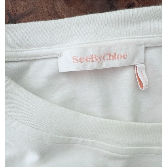 See By Chloe Broderie Anglaise T-shirt Embroidered Floral Eyelet shirt Dress M - Picture 3 of 13